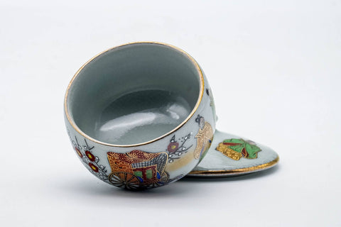 Japanese Teacup - Festive Villagers Kutani-yaki Lidded Yunomi - 120ml