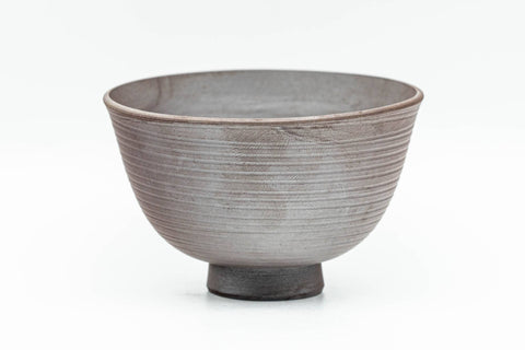 Japanese Teacups - Set of 5 Spiraling Banko-yaki Guinomi - 55ml - close-up of a single guinomi showing the spiraling form