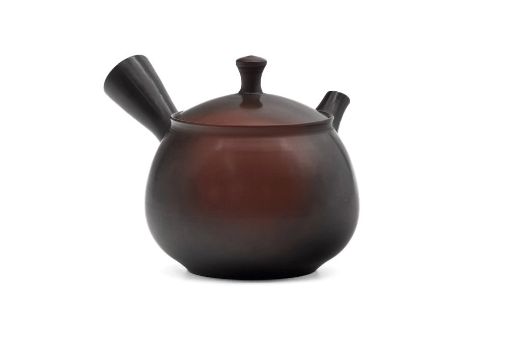 Japanese Kyusu - 岩瀬弘二 Iwase Kōji - Polished Black Red Yōhen Tokoname Teapot - 180ml