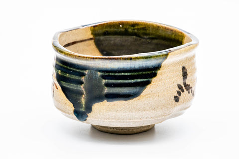 Japanese Matcha Bowl - 野田東山 Noda Touzan - 長曽窯 Nagaso Kiln - Ao-Oribe Chawan - 400ml