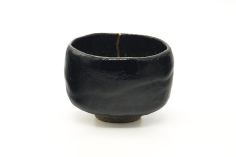 Japanese Matcha Bowl - 覚入 Utsushi Kintsugi Black Raku Chawan - 700ml
