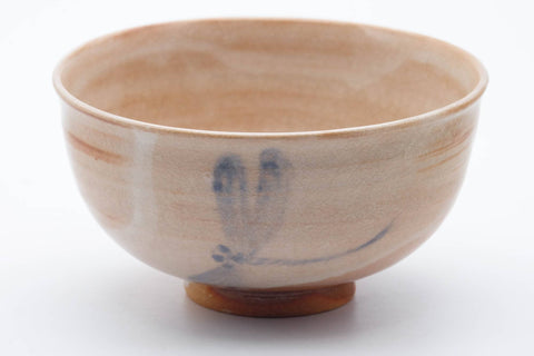 Japanese Matcha Bowl - Abstract Milky Peach Dragonfly Glazed Chawan - 330ml