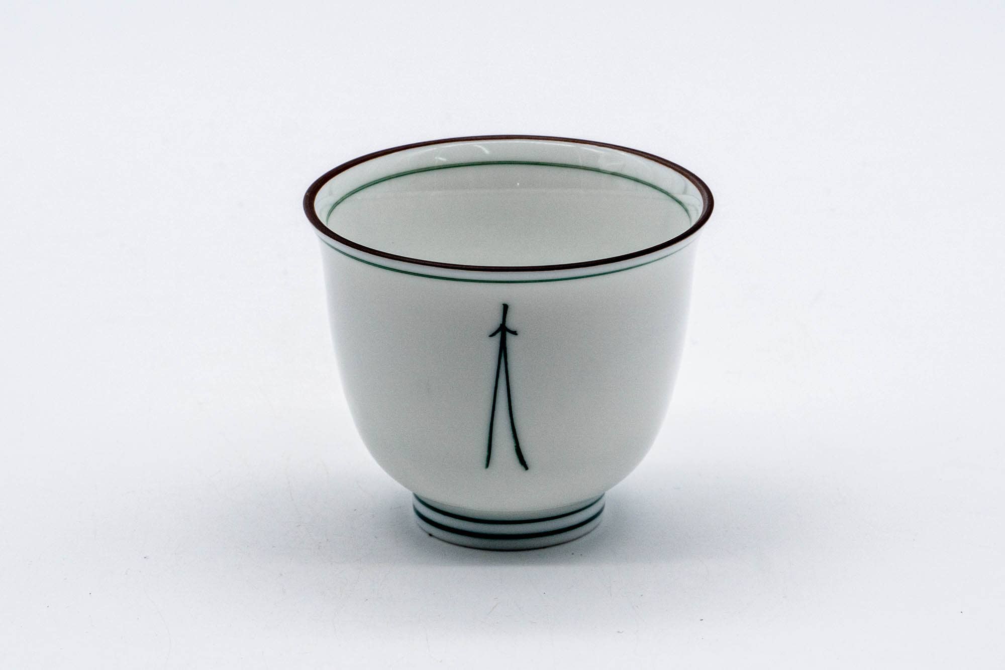 Japanese Teacup - White Porcelain Pine Needle Mino-yaki Yunomi - 100ml