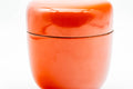 Japanese Natsume - Orange Lacquered Matcha Tea Caddy - 100ml - three-quarter view of the closed caddy