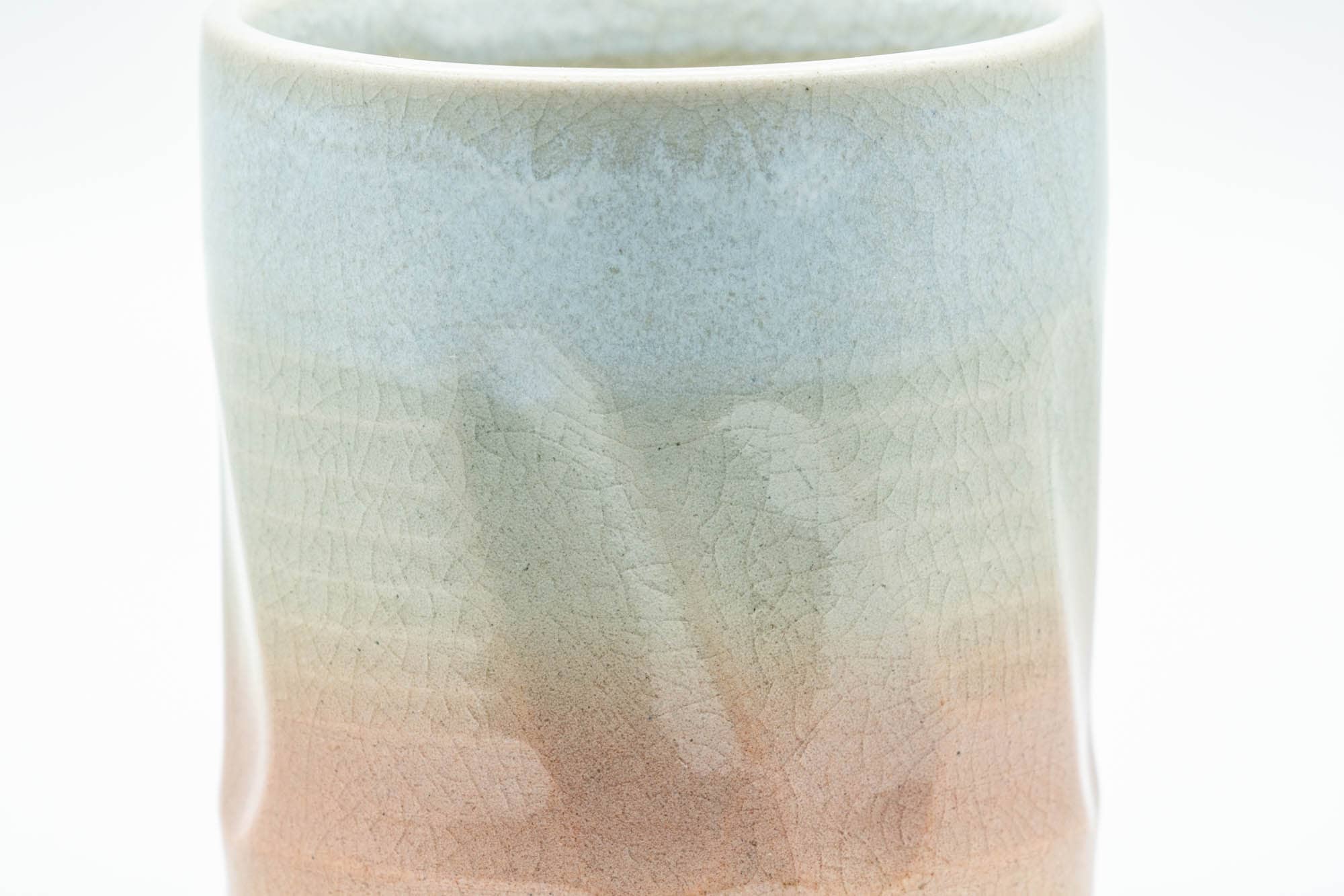 Japanese Teacup - Carved Beige Peach Glazed Hagi-yaki Yunomi - 200ml - Tezumi