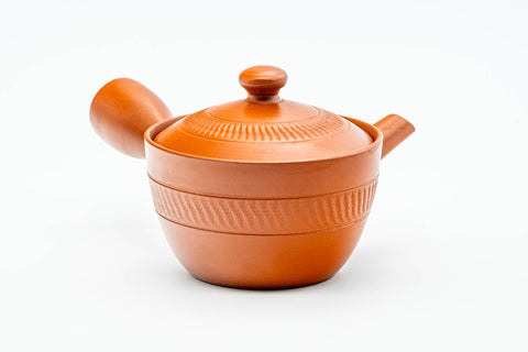 Japanese Kyusu - Engraved Tochiri Tokoname-yaki Mesh Teapot - 175ml