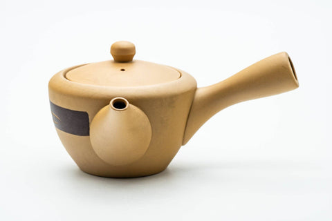 Japanese Kyusu - Beige Landscape Striped Ceramic Teapot - 230ml