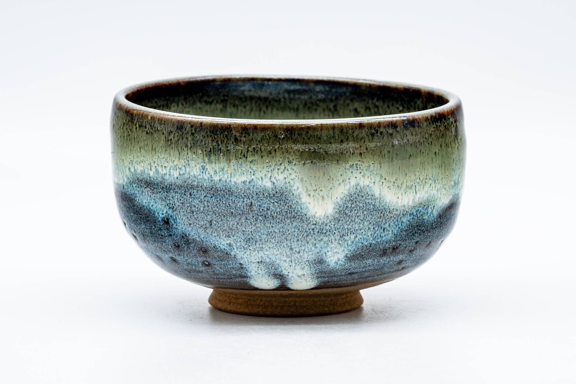 Japanese Matcha Bowl - 松井窯 Matsui Kiln - Blue Green Drip-Glazed Matsushiro-yaki Chawan - 300ml