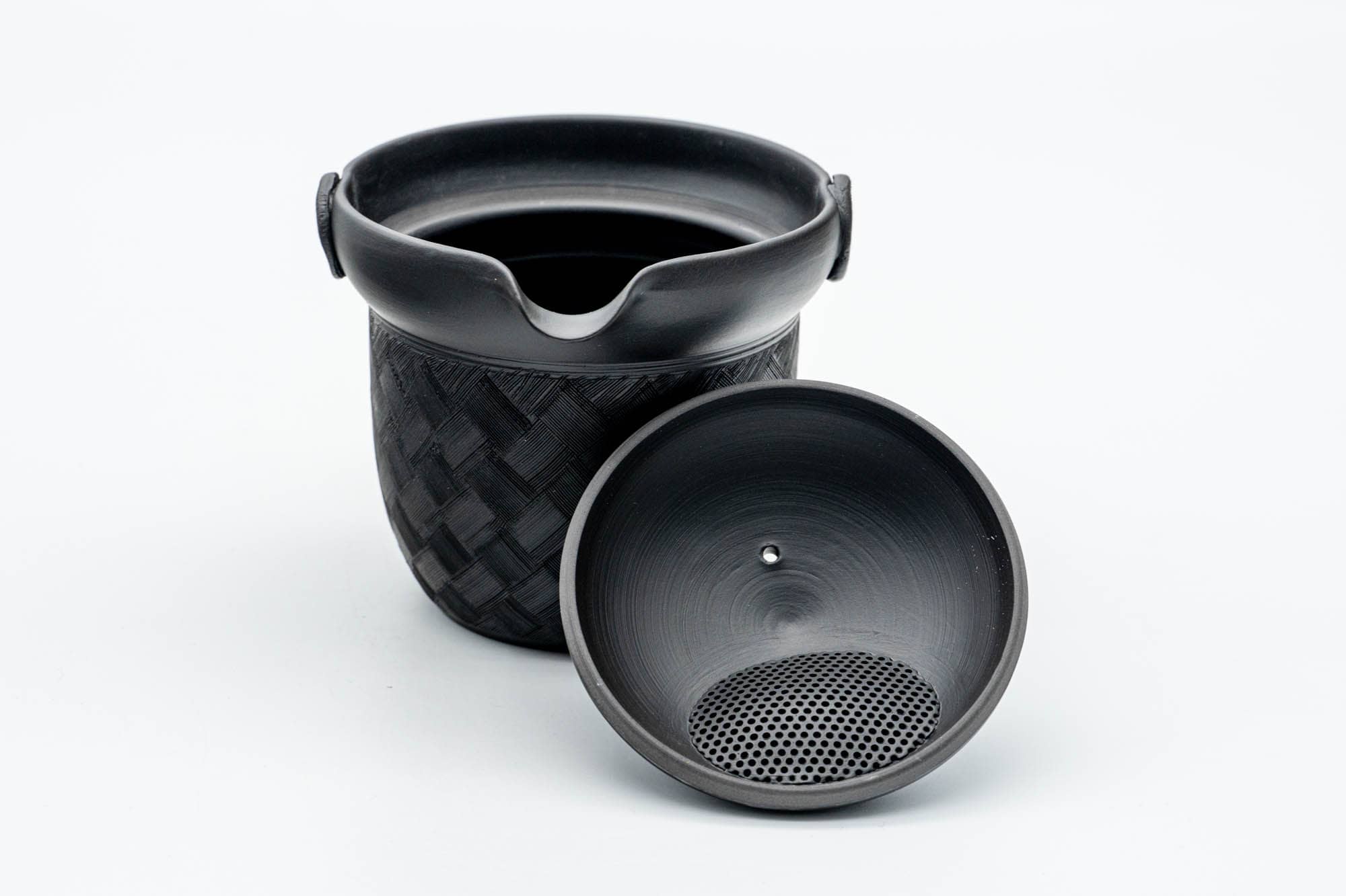 Japanese Chaho - 光風 Kōfu - Black Checkered Kokudei Tokoname-yaki Handle-less Teapot - 200ml
