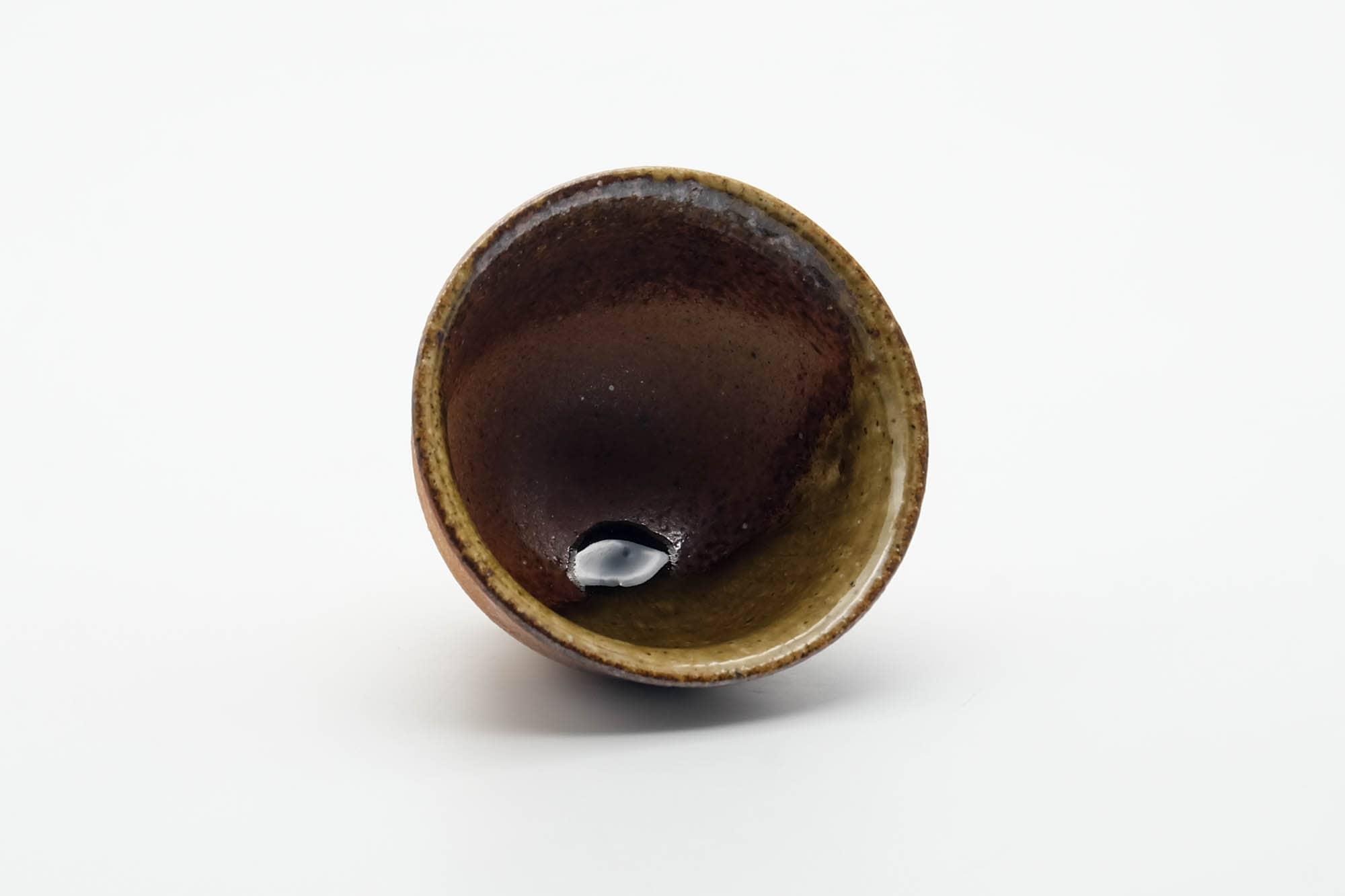 Japanese Teacup - Brown Green Ash Glazed Shigaraki-yaki Yunomi - 110ml