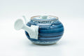 Tezumi — Japanese Kyusu - Blue Striped Village Arita-yaki Debeso Teapot - 300ml — side view showing the spout