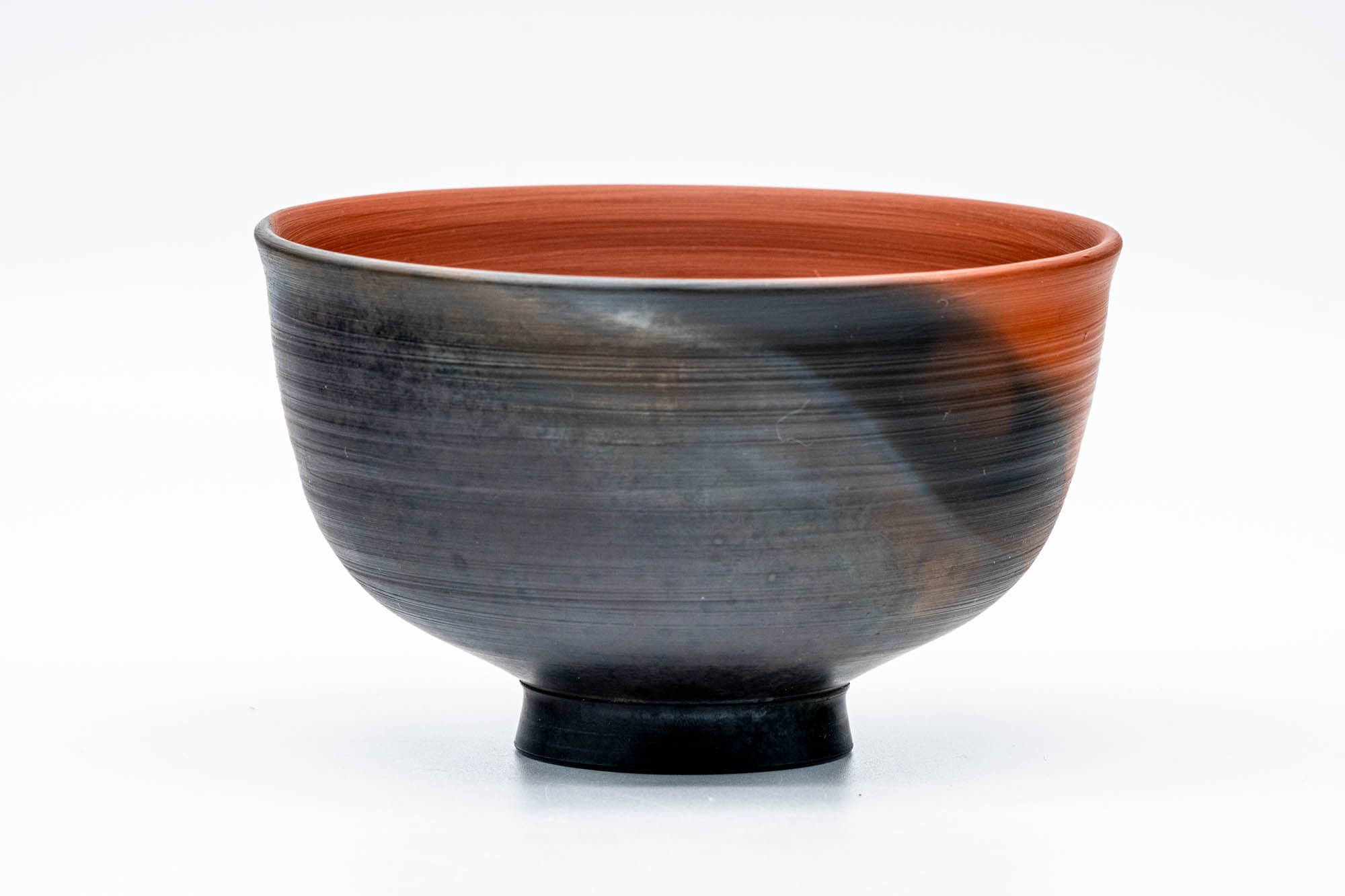 Japanese Matcha Bowl - 細野 利夫 Toshio Hosoda - Gyokudō Kiln - Black Red Mumyōi-yaki Chawan - 350ml