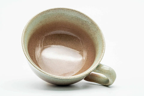 Japanese Teacup - 天鵬山 Tsubaki Kiln - Beige Weathered Hagi-yaki Ushirode Yunomi - 110ml