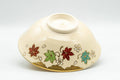 Japanese Matcha Bowl - Beige Floral Kyo-yaki Summer Natsu Chawan - 200ml - view of the underside showing the foot