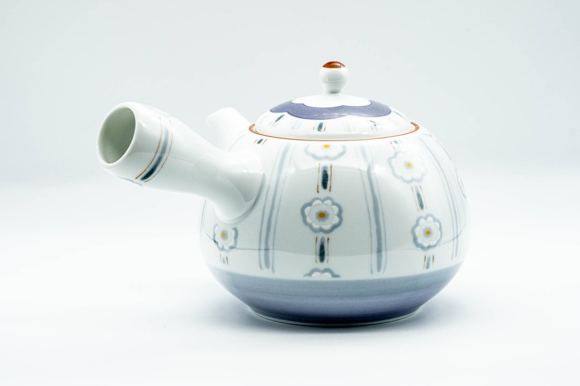 Japanese Kyusu - Chrysanthemum Striped Arita-yaki Debeso Teapot - 500ml