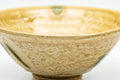 Tezumi — Japanese Matcha Bowl - Yellow Irabo Hira-gata Summer Chawan - 150ml — inverted showing the foot ring