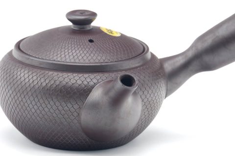 Tezumi — Japanese Kyusu - Engraved Banko-yaki Mesh Teapot - 290ml — closeup of the decoration