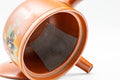 Tezumi — Japanese Kyusu - Floral Tokoname-yaki Mesh Teapot - 230ml — side profile showing the spout and handle