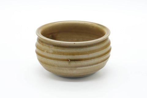 Japanese Kensui - Spiraling Yellow Glazed Seto-yaki Water Bowl - 640ml