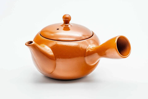 Japanese Kyusu - Momiji Leaves Tokoname-yaki Basket Mesh Teapot - 330ml