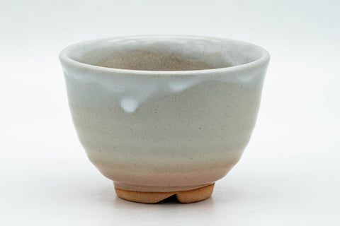 Tezumi — Japanese Teacups - Pair of Unique Beige White Glazed Hagi-yaki Yunomi - 120ml — top-down view of the interior
