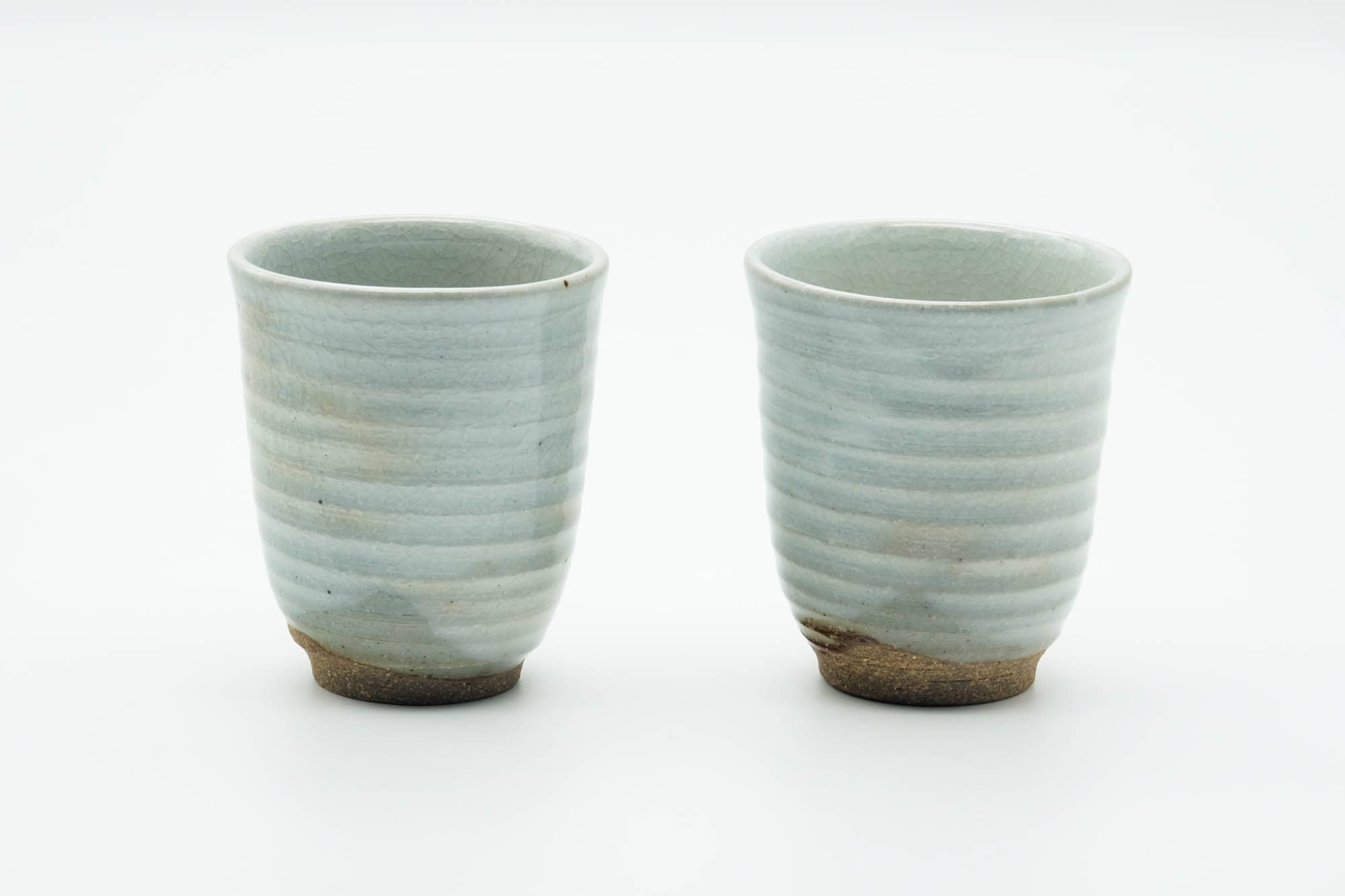Japanese Teacups - Pair of Grey Glazed Spiraling Yunomi - 150ml