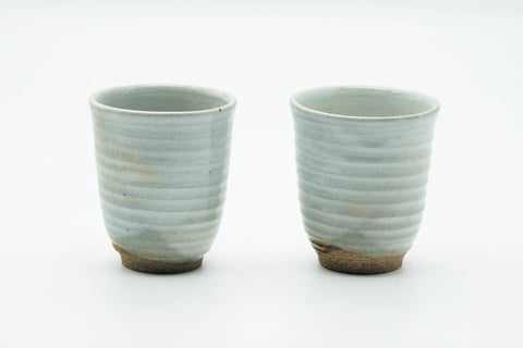 Japanese Teacups - Pair of Grey Glazed Spiraling Yunomi - 150ml
