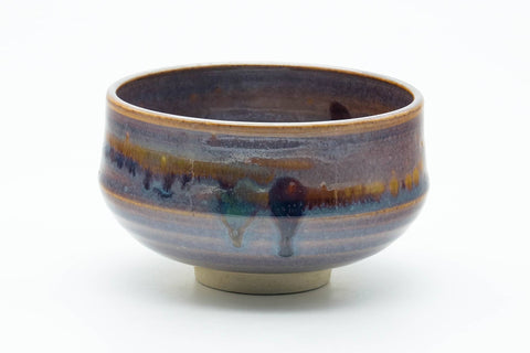 Japanese Matcha Bowl - Blue Purple Drip-Glazed Chawan - 300ml