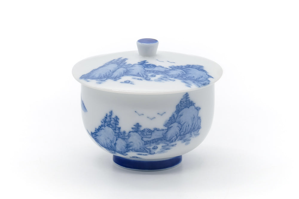 Japanese Teacup - Blue Mountainous Arita Lidded Yunomi - 175ml
