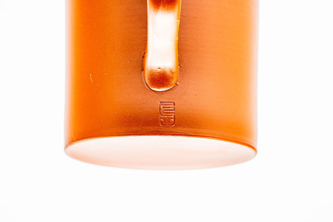 Japanese Teacup - White Inner-Glazed Red Shudei Tokoname-yaki Ushirode Yunomi with Chataku Tea Saucer - 100ml