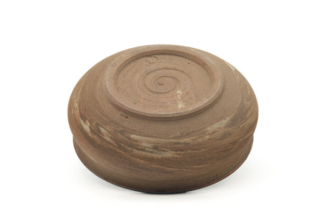 Tezumi — Japanese Kensui - Wide Brown Stoneware Water Bowl - 470ml — top-down view of the interior