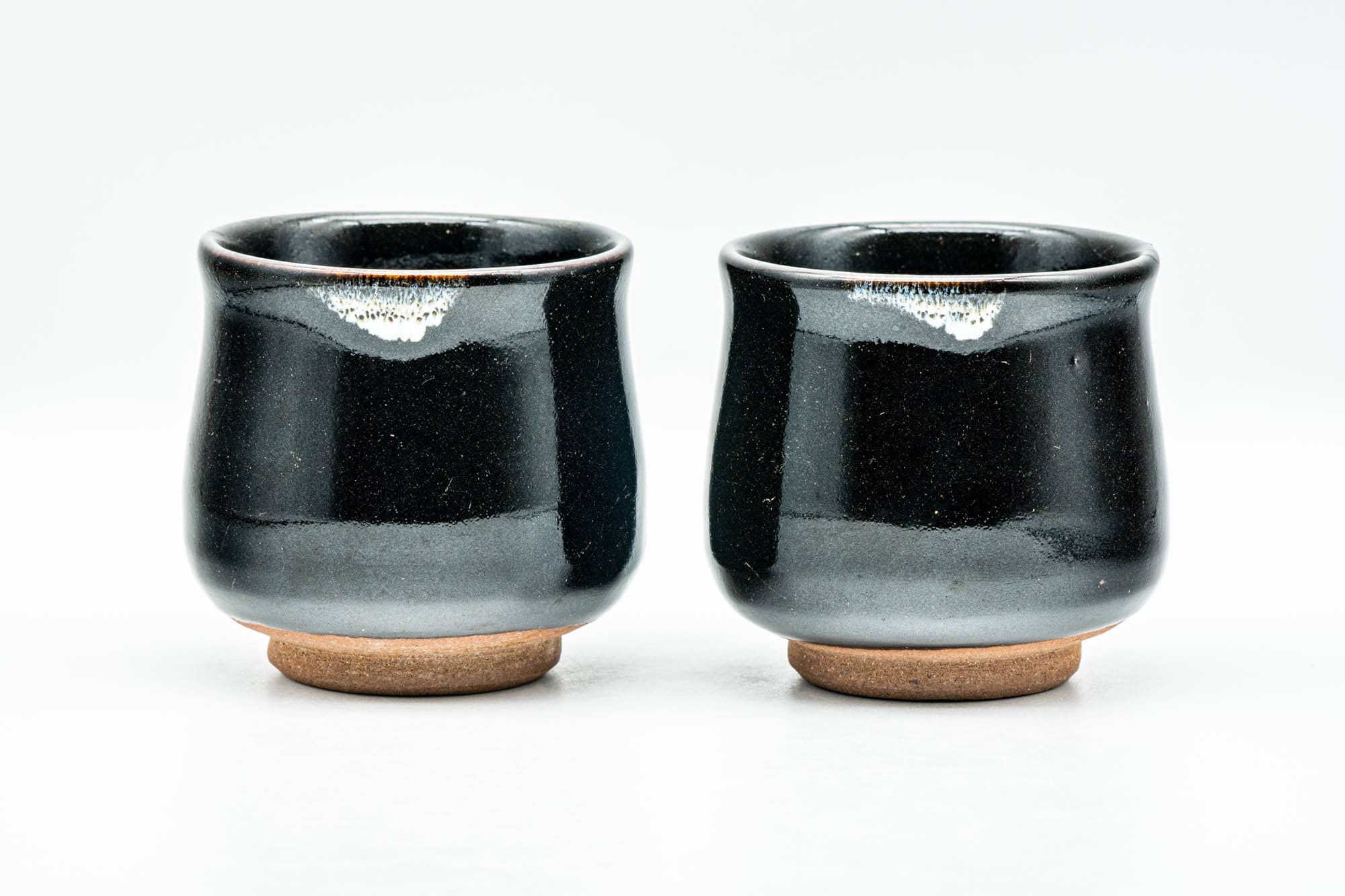 Japanese Teacups - Pair of Jet Black Glazed Yunomi - 130ml