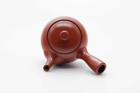Tezumi — Japanese Kyusu - Smooth Unglazed Dark Red Shudei Tokoname-yaki Mesh Filter Teapot - 290ml — interior view showing the filter
