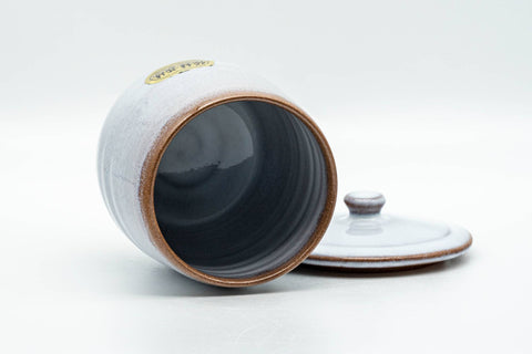 Tezumi — Japanese Teacup - Large White Glazed Hagi-yaki Lidded Yunomi - 220ml — top-down view of the interior