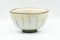 Tezumi — Japanese Matcha Bowl - Milky White Glazed Faceted Chawan - 250ml — front view from another angle