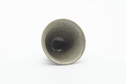 Tezumi — Japanese Teacup - Small Sage Gray Celadon Glazed Guinomi - 50ml — three-quarter view