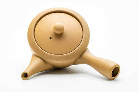 Japanese Kyusu - Beige Landscape Striped Ceramic Teapot - 230ml