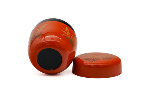 Japanese Natsume - Gold Maki-e Red Lacquer Matcha Tea Caddy