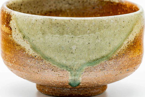 Japanese Matcha Bowl - Green Celadon Drip-Glazed Shigaraki-yaki Chawan - 350ml