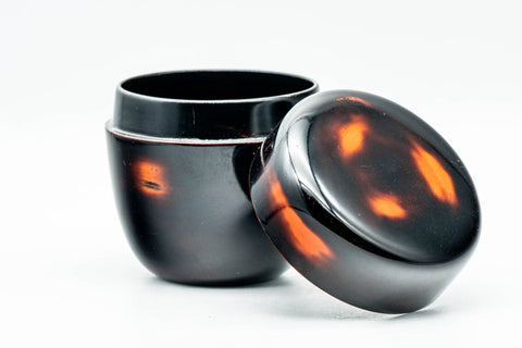 Japanese Natsume - Black Orange Patterned Matcha Tea Caddy - 100ml