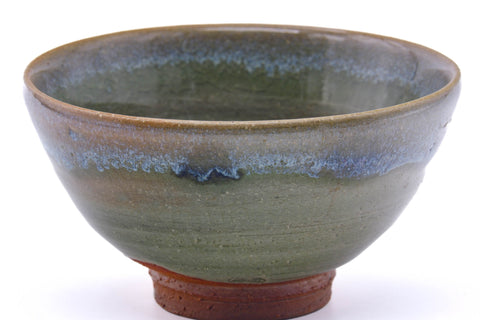 Japanese Matcha Bowl - Green Blue Hare's Fur Drip-Glazed Chawan - 350ml