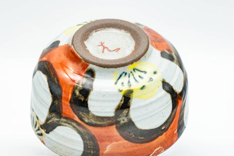 Japanese Teacup - Floral White Red Glazed Guinomi - 55ml