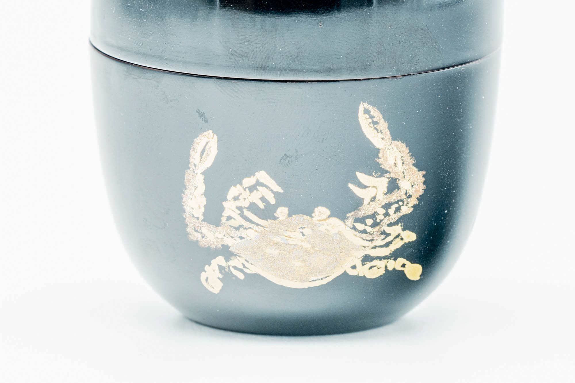 Japanese Natsume - Golden Crab Black Urushi Lacquered Matcha Tea Caddy - 100ml