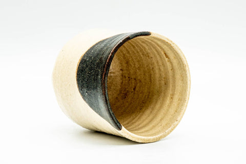 Japanese Teacup - Beige Black Glazed Weathered Yunomi - 170ml