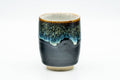 Tezumi — Japanese Teacup - Jet Black Blue Hare's Fur Drip-Glazed Yunomi - 150ml — front view