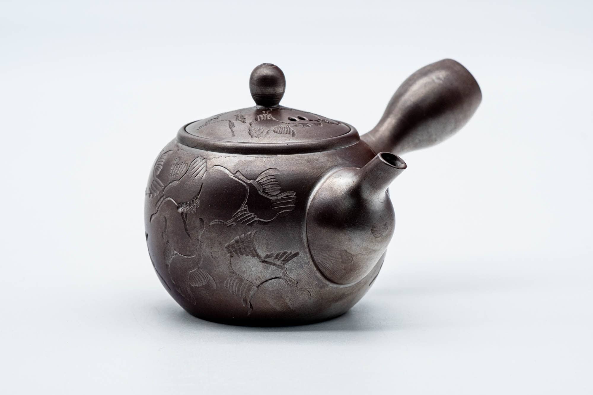 Japanese Kyusu - Engraved Birds Banko-yaki Ceramic Teapot - 150ml