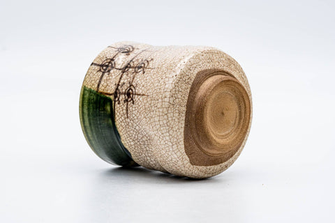 Japanese Matcha Bowl - Cream Green Drip-Glazed Ao-Oribe Chawan - 250ml