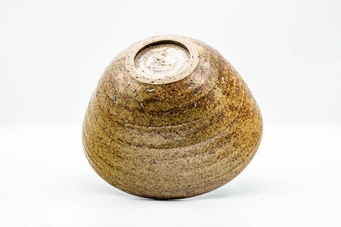 Japanese Matcha Bowl - Beige Black Inner-Glazed Spiraling Chawan - 450ml