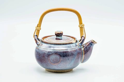 Japanese Dobin - Blue Purple Glazed Top-Handled Ceramic Filter Teapot - 340ml