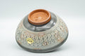 Tezumi — Japanese Matcha Bowl - Grey White Chrysanthemum Kiyomizu-yaki Chawan - 200ml — top-down view of the interior